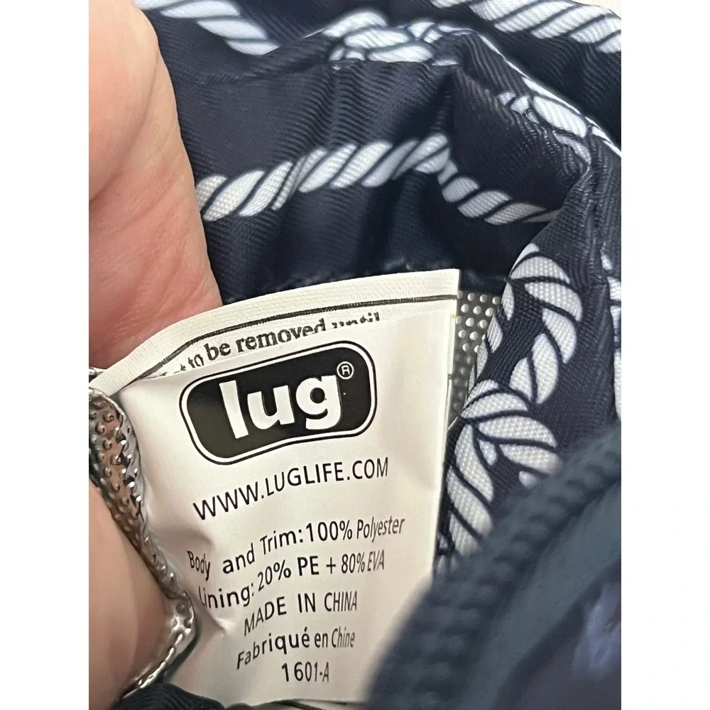 Lug Water Bottle Holder Crossbody Bag Navy Blue Nautical Rope Print Pockets